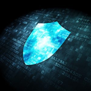 Shield on digital background
